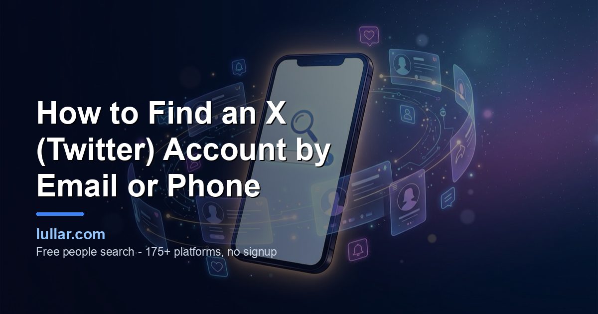 How to Find an X (Twitter) Account by Email or Phone (2026) — illustrated guide on Lullar